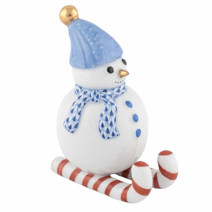 Herend Skiing Snowman Figurine Figurines Herend Sapphire 