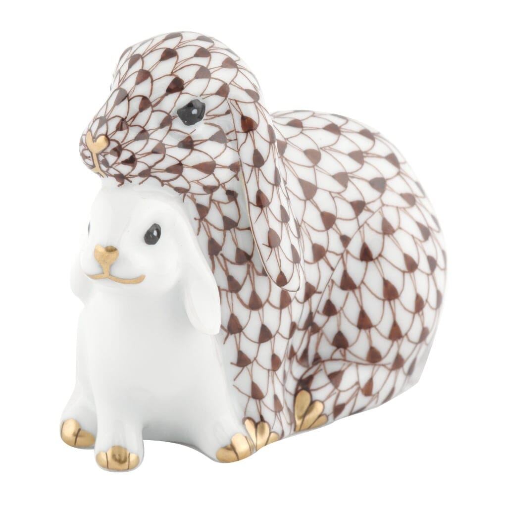 Herend Cuddling Bunnies Figurine Figurines Herend Chocolate 