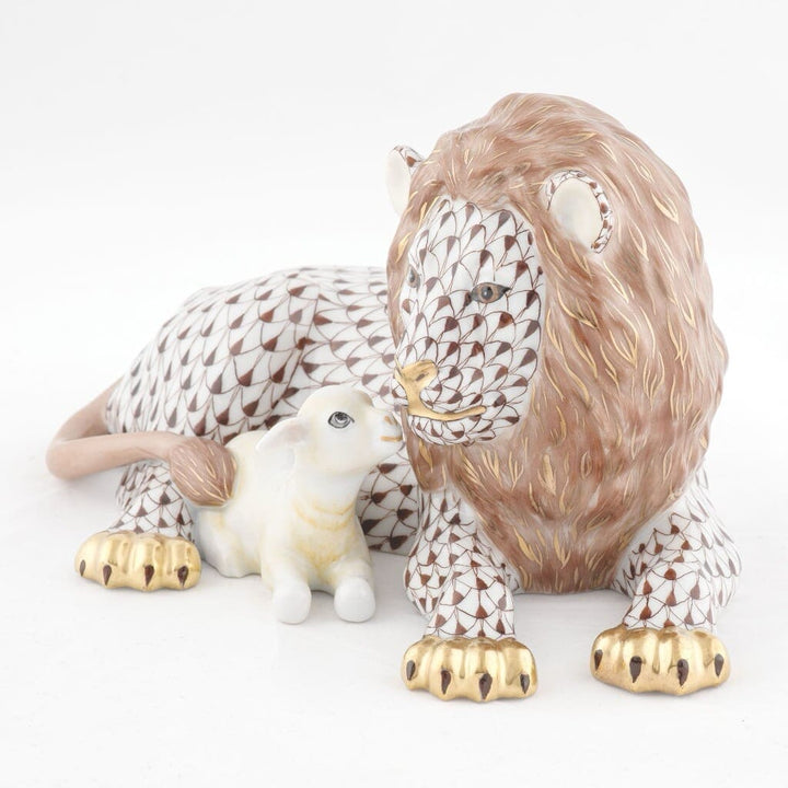 Herend Lion And Lamb Figurine - Limited Edition Figurines Herend 