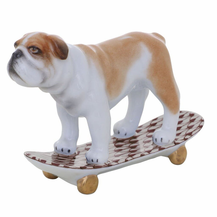 Herend Skateboarding Bulldog Figurine Figurines Herend Chocolate 