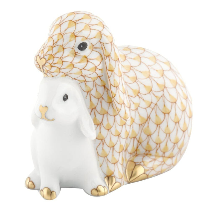 Herend Cuddling Bunnies Figurine Figurines Herend Butterscotch 