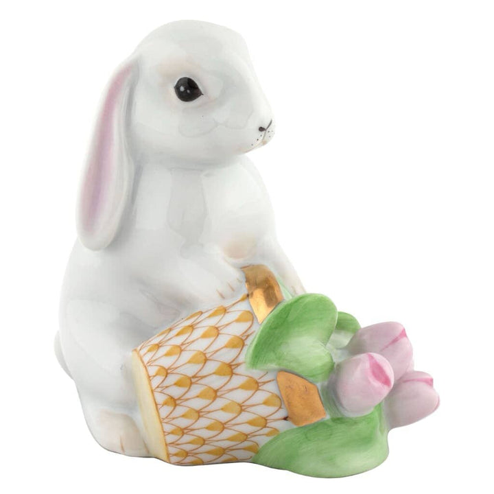 Herend Flowerpot Bunny Figurine Figurines Herend Butterscotch 