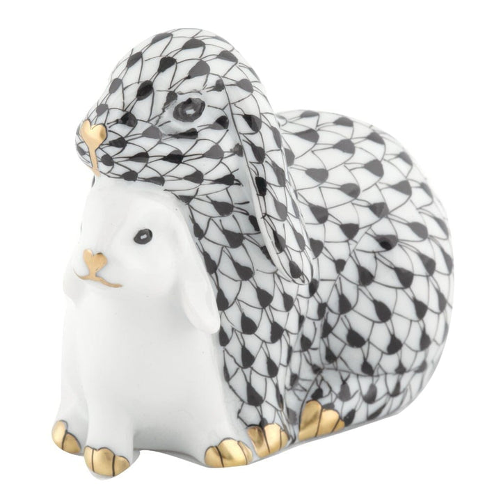 Herend Cuddling Bunnies Figurine Figurines Herend Black 