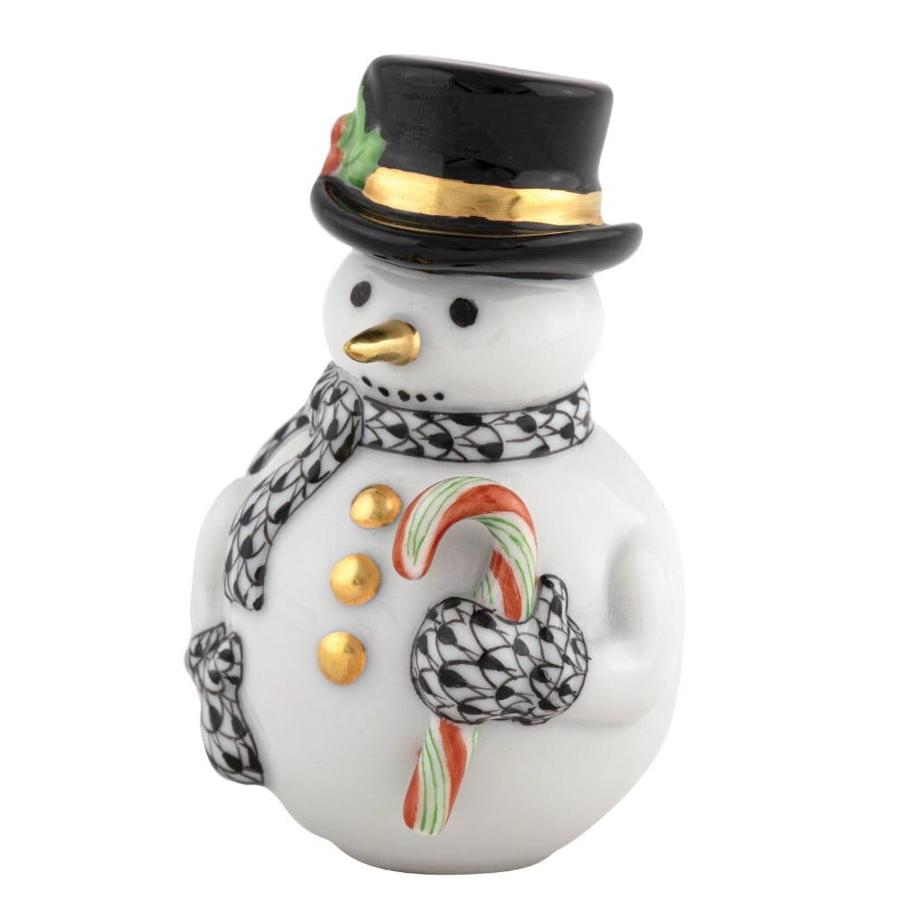 Herend Candy Cane Snowman Figurine Figurines Herend Black 