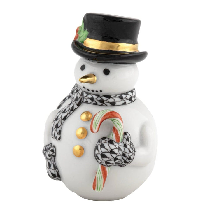Herend Candy Cane Snowman Figurine Figurines Herend Black 
