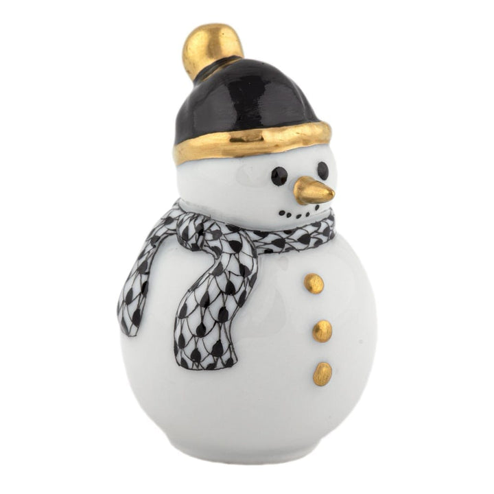 Herend Mini Snowman Figurine Figurines Herend Black 