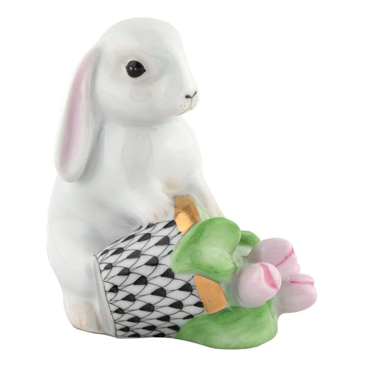 Herend Flowerpot Bunny Figurine Figurines Herend Black 