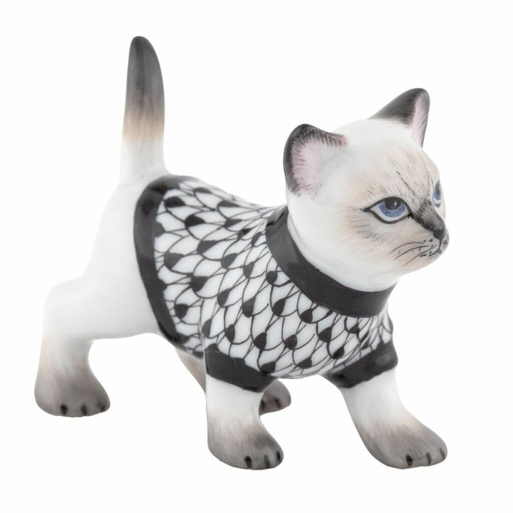 Herend Sweater Kitty Figurine Figurines Herend Black 