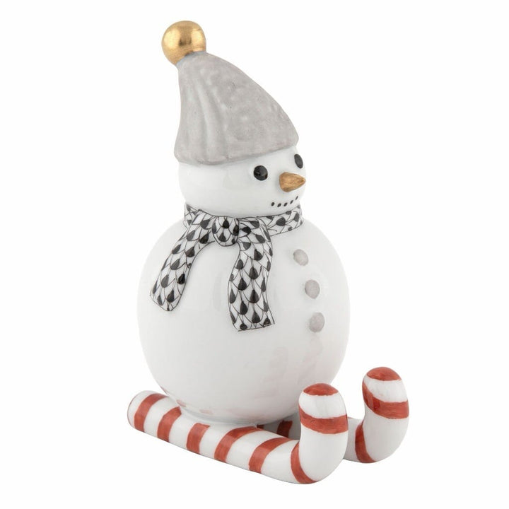 Herend Skiing Snowman Figurine Figurines Herend Black 