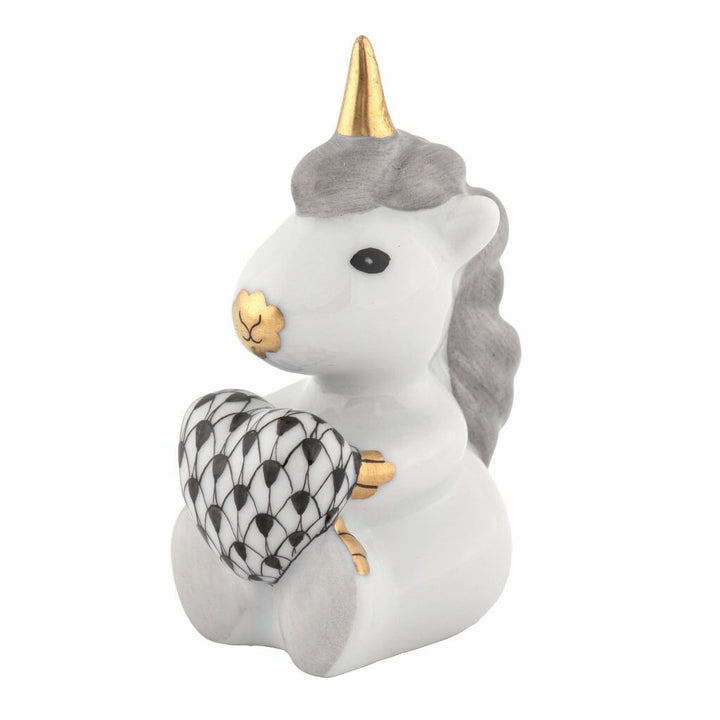 Herend Sitting Unicorn Figurine Figurines Herend Black 