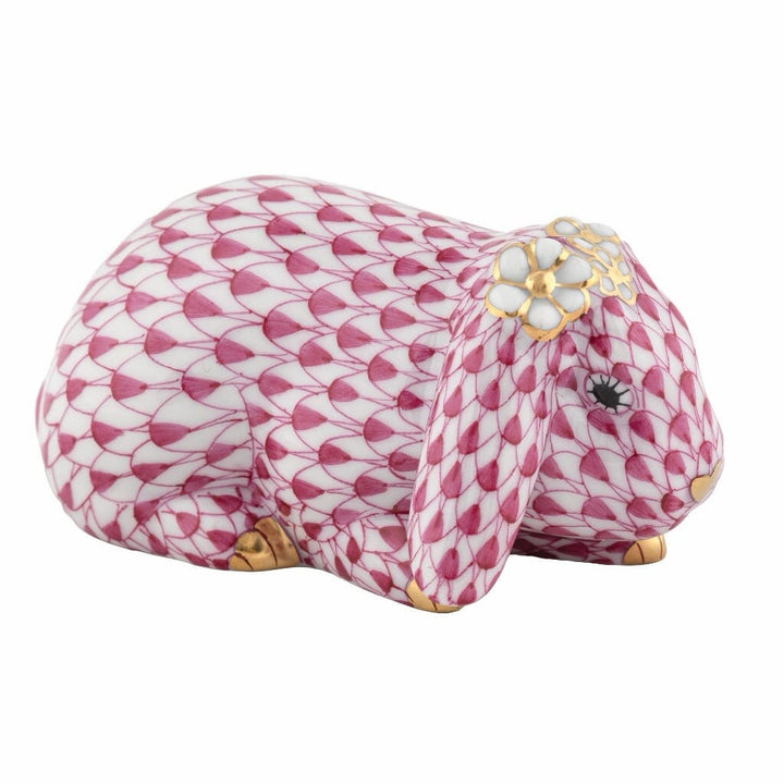 Herend Spring Bunny Figurine Figurines Herend Raspberry 