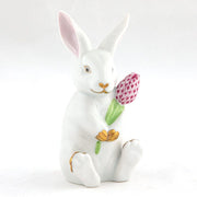 Herend Blossom Bunny Figurine Figurines Herend White-Raspberry (Pink) 