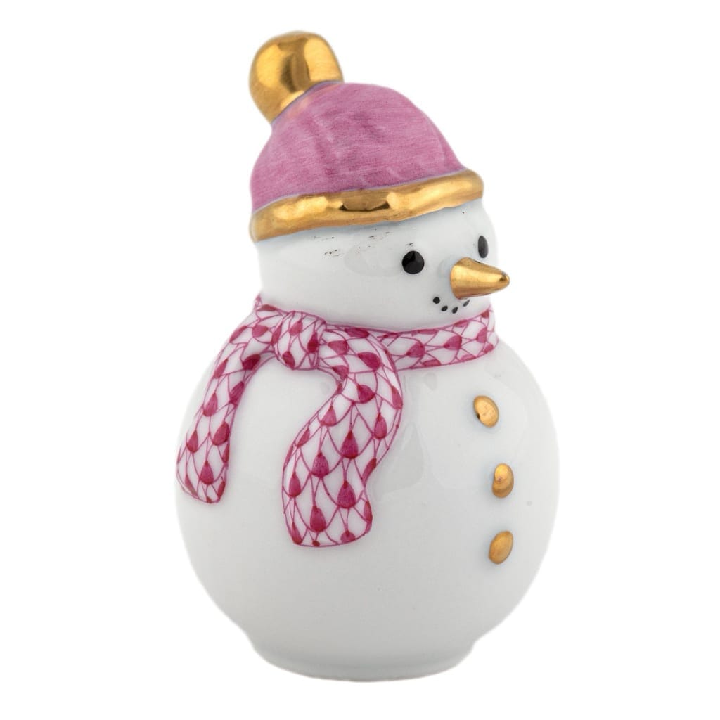 Herend Mini Snowman Figurine Figurines Herend Raspberry 