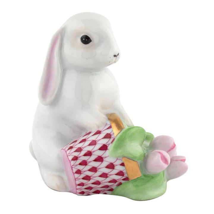 Herend Flowerpot Bunny Figurine Figurines Herend Raspberry (Pink) 
