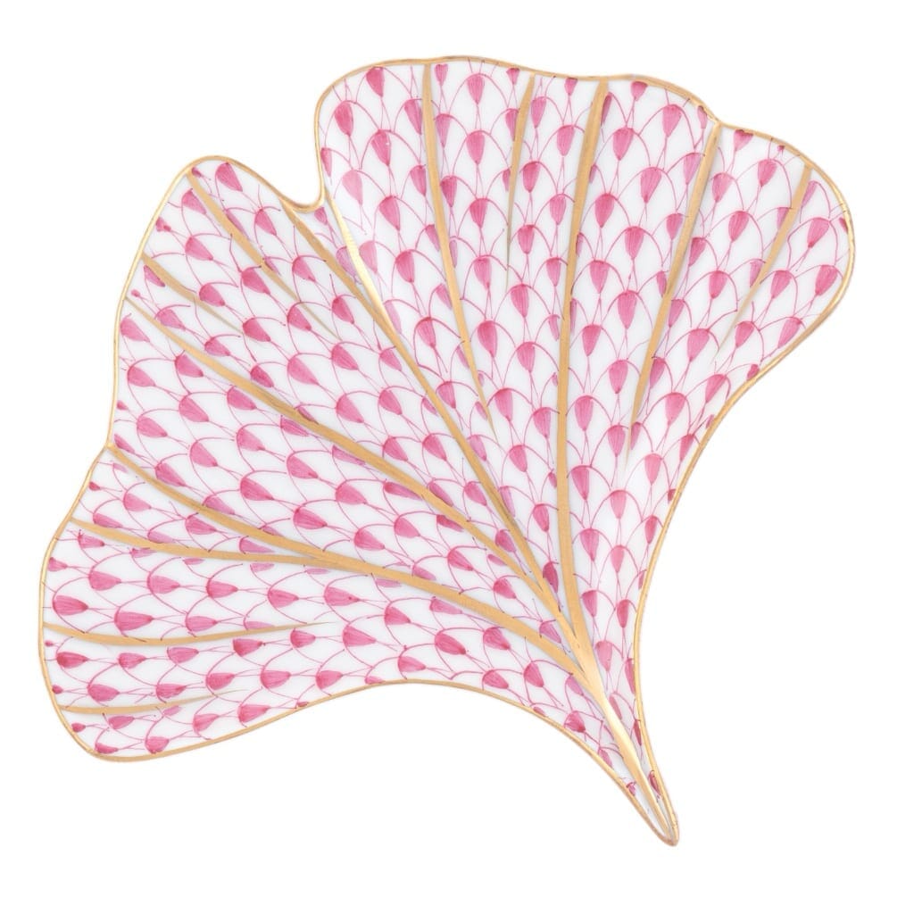 Herend Ginkgo Leaf Figurines Herend Raspberry 