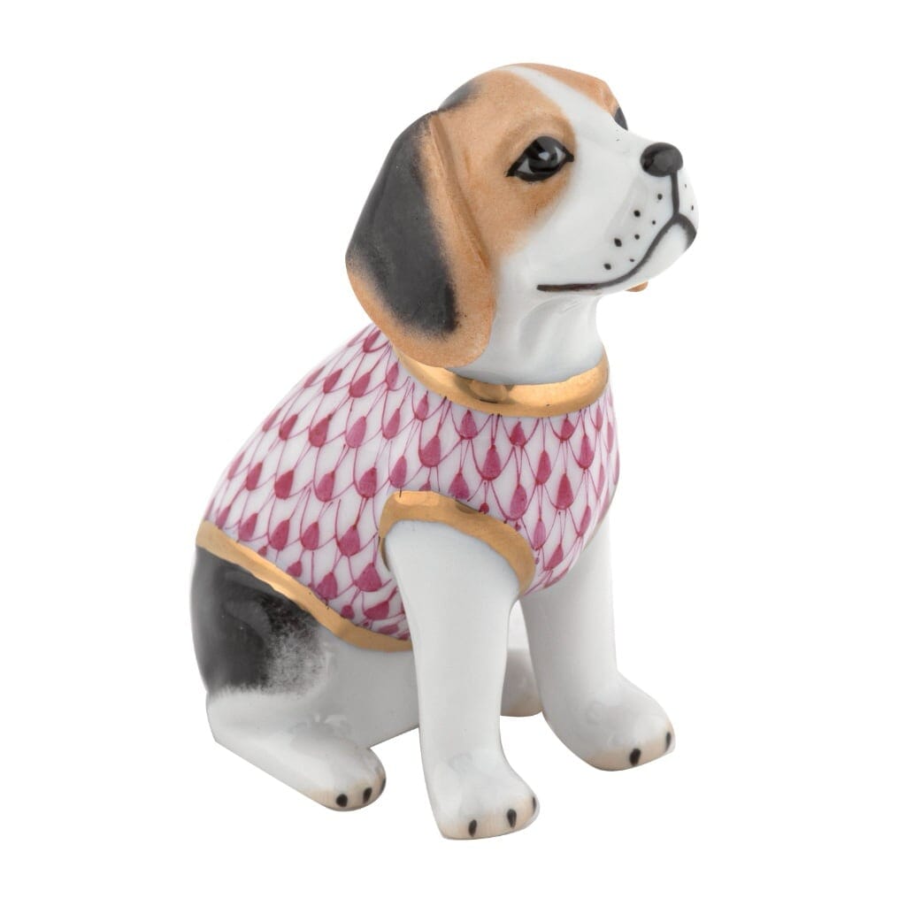 Herend Beagle Puppy Figurine Figurines Herend Raspberry (Pink) 