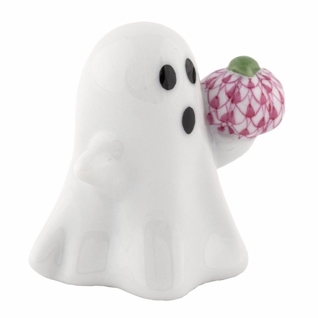 Herend Ghost With Pumpkin Figurine Figurines Herend Raspberry 