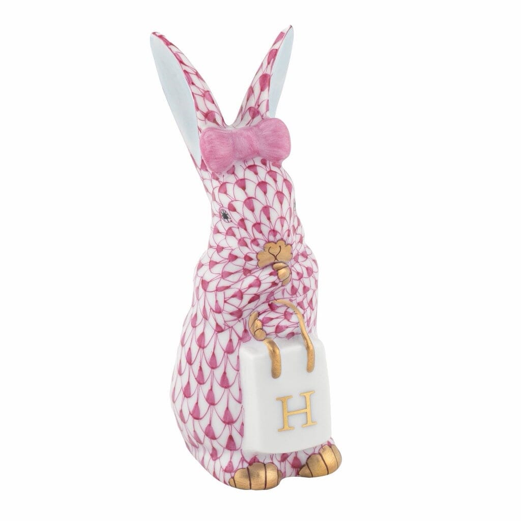Herend Shopping Bunny Figurine Figurines Herend Raspberry 