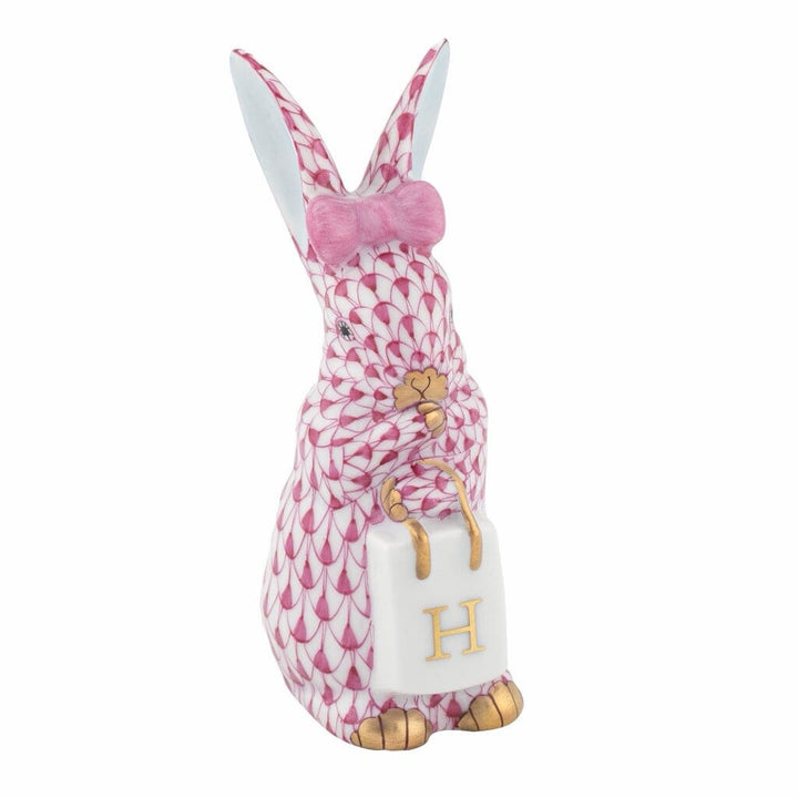 Herend Shopping Bunny Figurine Figurines Herend Raspberry 