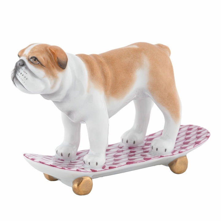 Herend Skateboarding Bulldog Figurine Figurines Herend Raspberry 