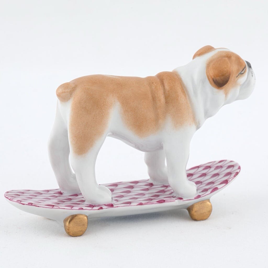 Herend Skateboarding Bulldog Figurine Figurines Herend 