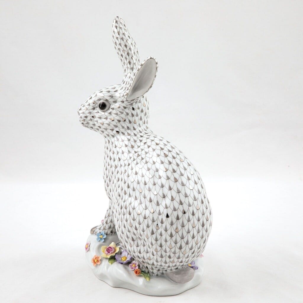 Herend Rabbit With Applied Flowers Figurine - Limited Edition Figurines Herend 