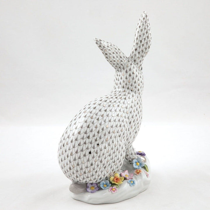 Herend Rabbit With Applied Flowers Figurine - Limited Edition Figurines Herend 
