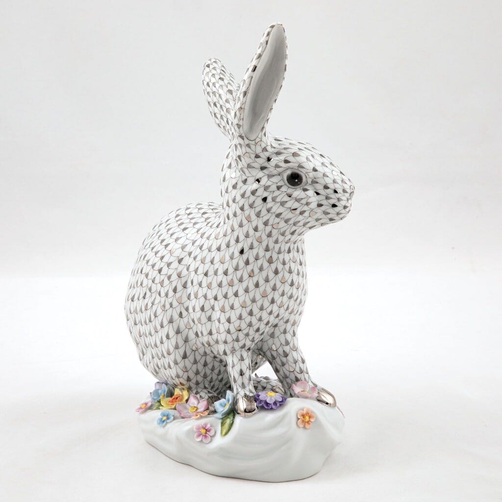 Herend Rabbit With Applied Flowers Figurine - Limited Edition Figurines Herend 