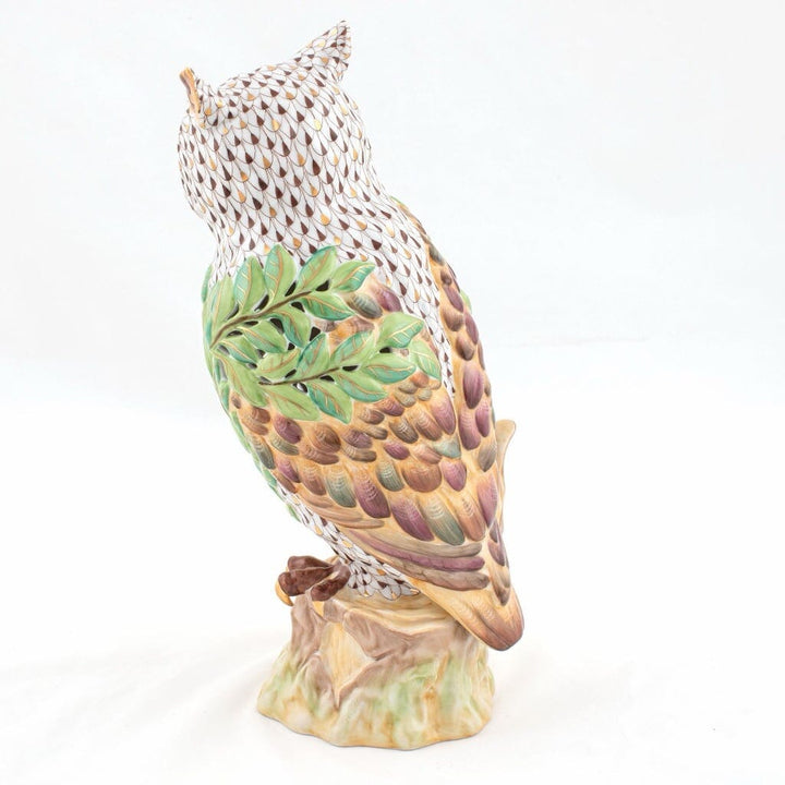 Herend Openwork Owl With Leaves Figurine - Limited Edition Figurines Herend 