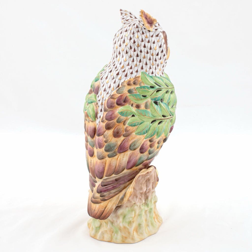 Herend Openwork Owl With Leaves Figurine - Limited Edition Figurines Herend 