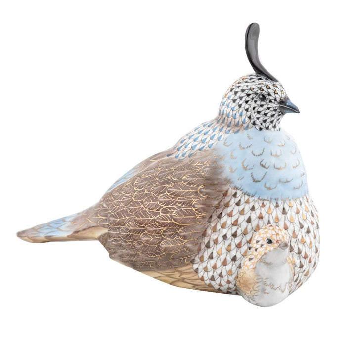 Herend Mother And Baby Quail Figurine - Limited Edition Figurines Herend 