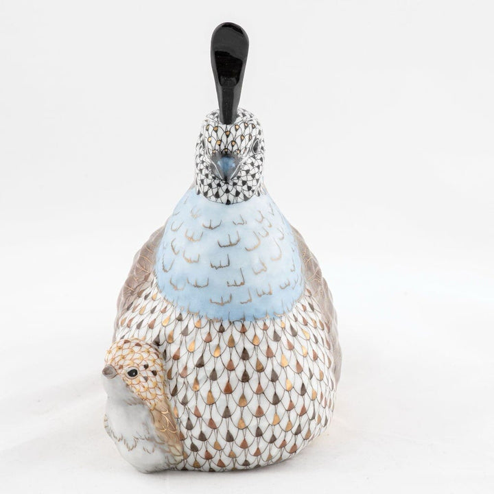 Herend Mother And Baby Quail Figurine - Limited Edition Figurines Herend 