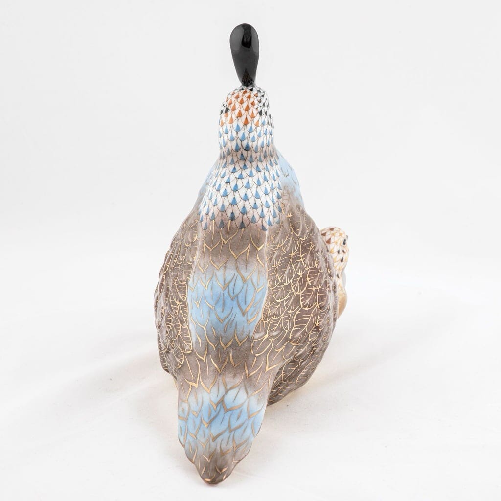 Herend Mother And Baby Quail Figurine - Limited Edition Figurines Herend 