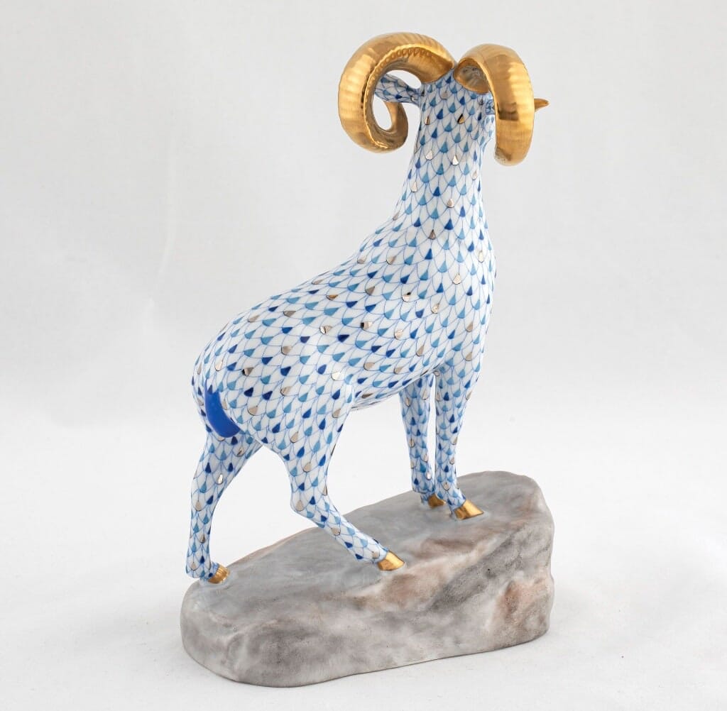 Herend Ram on Rock Figurine - Limited Edition Figurines Herend 