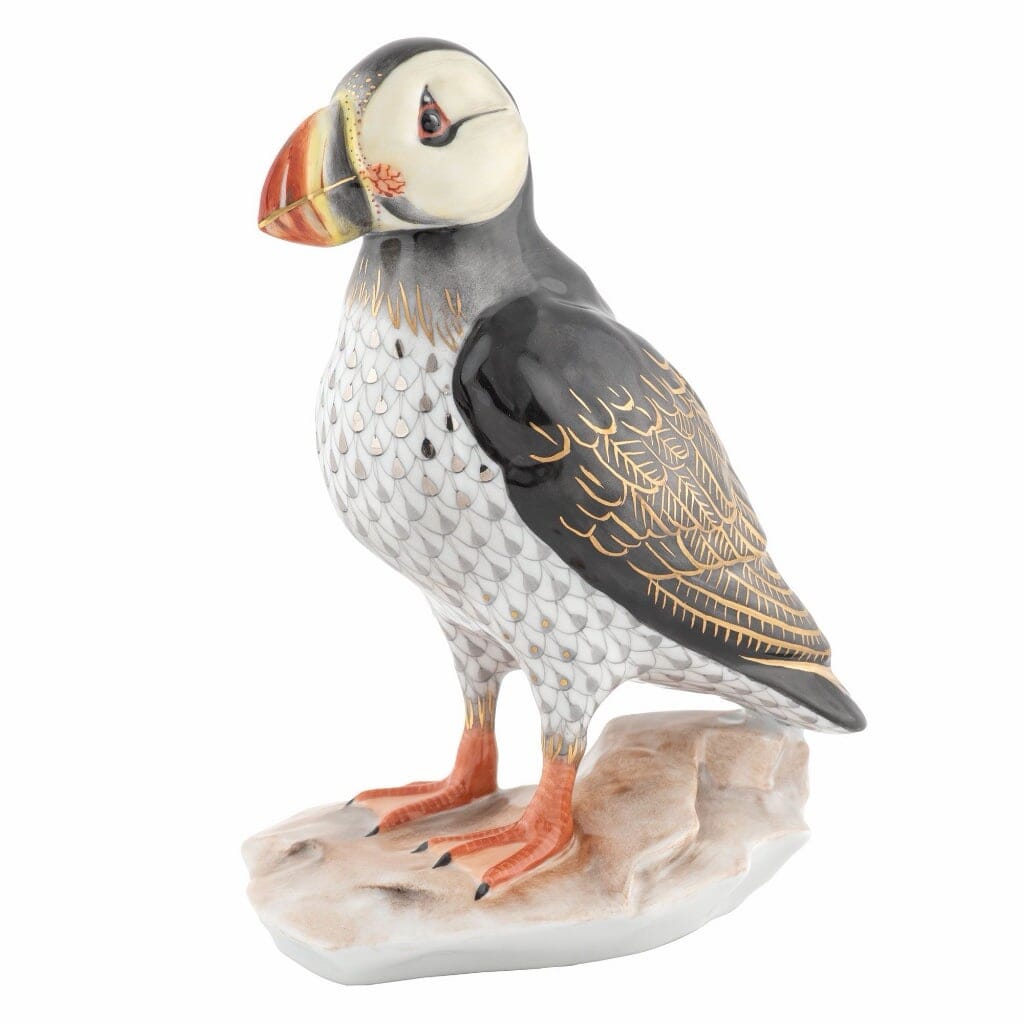 Herend Puffin On Rock Figurine - Limited Edition Figurines Herend 
