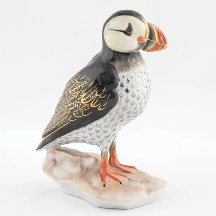 Herend Puffin On Rock Figurine - Limited Edition Figurines Herend 