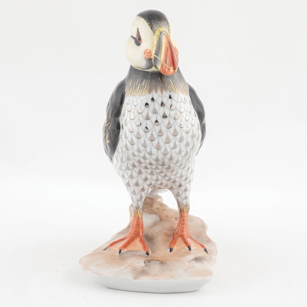 Herend Puffin On Rock Figurine - Limited Edition Figurines Herend 