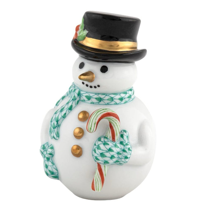 Herend Candy Cane Snowman Figurine Figurines Herend Green 