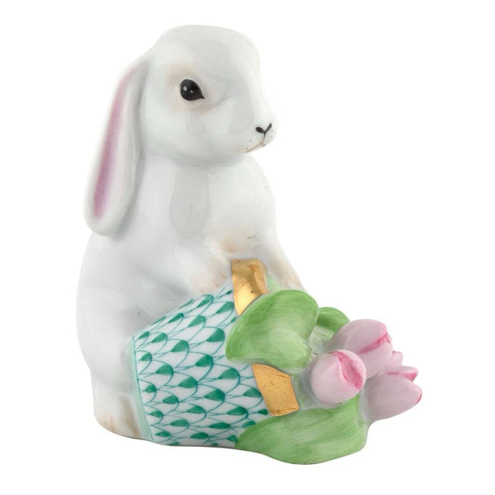 Herend Flowerpot Bunny Figurine Figurines Herend Green 