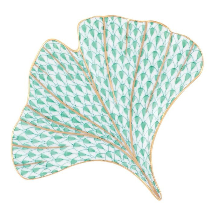 Herend Ginkgo Leaf Figurines Herend Green 