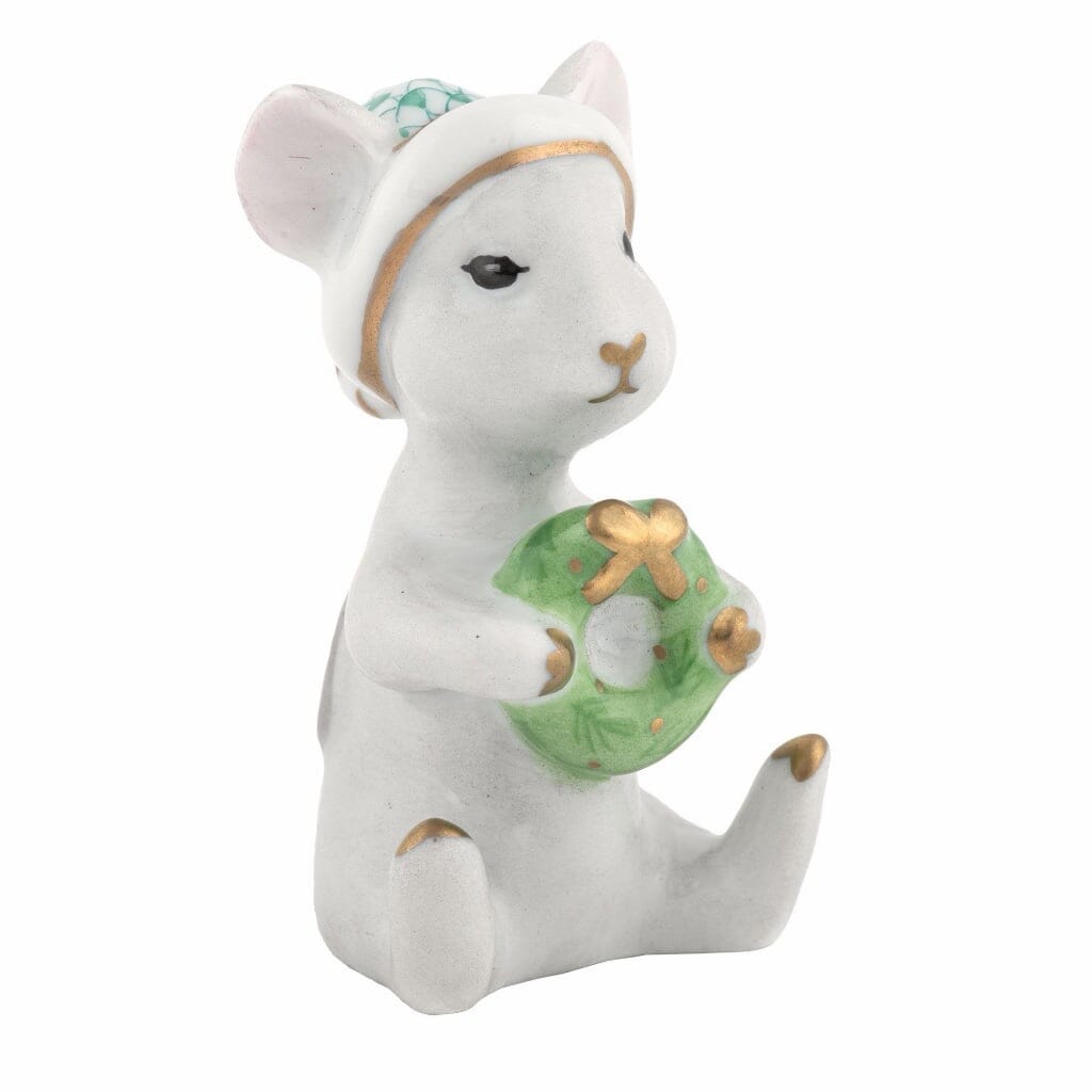 Herend Christmas Mouse Figurine Figurines Herend Green 
