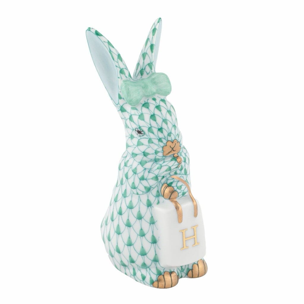 Herend Shopping Bunny Figurine Figurines Herend Green 