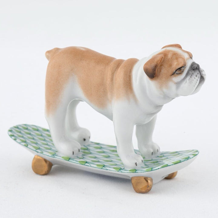 Herend Skateboarding Bulldog Figurine Figurines Herend 
