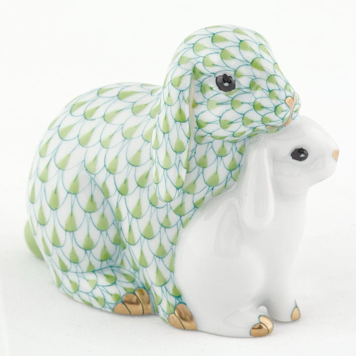 Herend Cuddling Bunnies Figurine Figurines Herend 