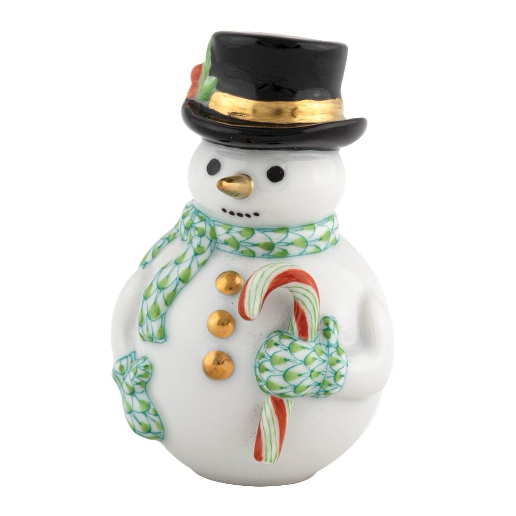 Herend Candy Cane Snowman Figurine Figurines Herend Lime Green 