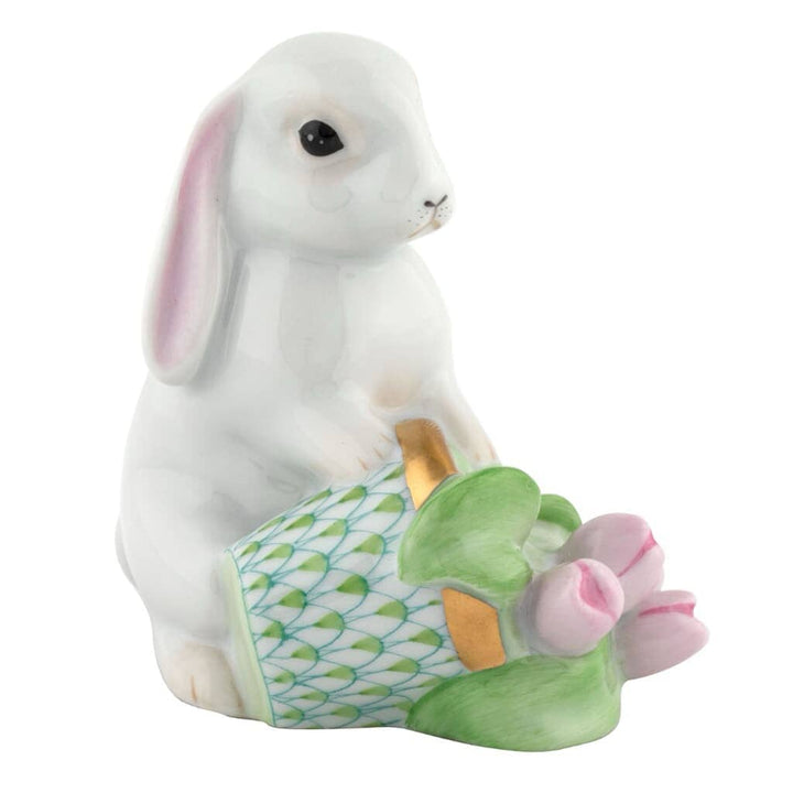 Herend Flowerpot Bunny Figurine Figurines Herend Lime Green 