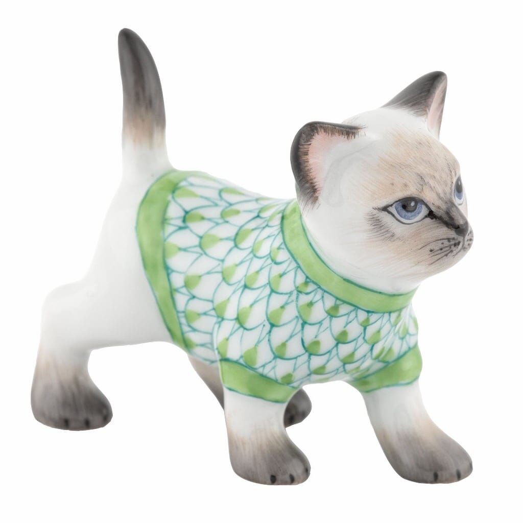 Herend Sweater Kitty Figurine Figurines Herend Keylime 