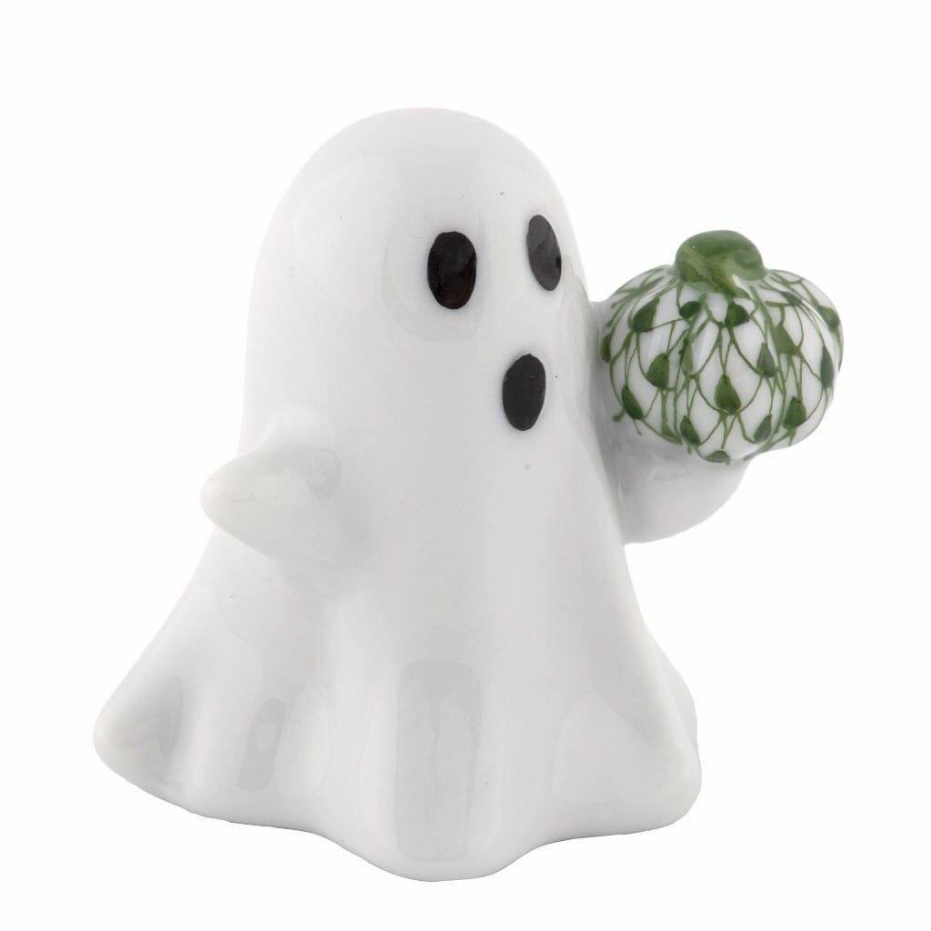 Herend Ghost With Pumpkin Figurine Figurines Herend Forest Green 