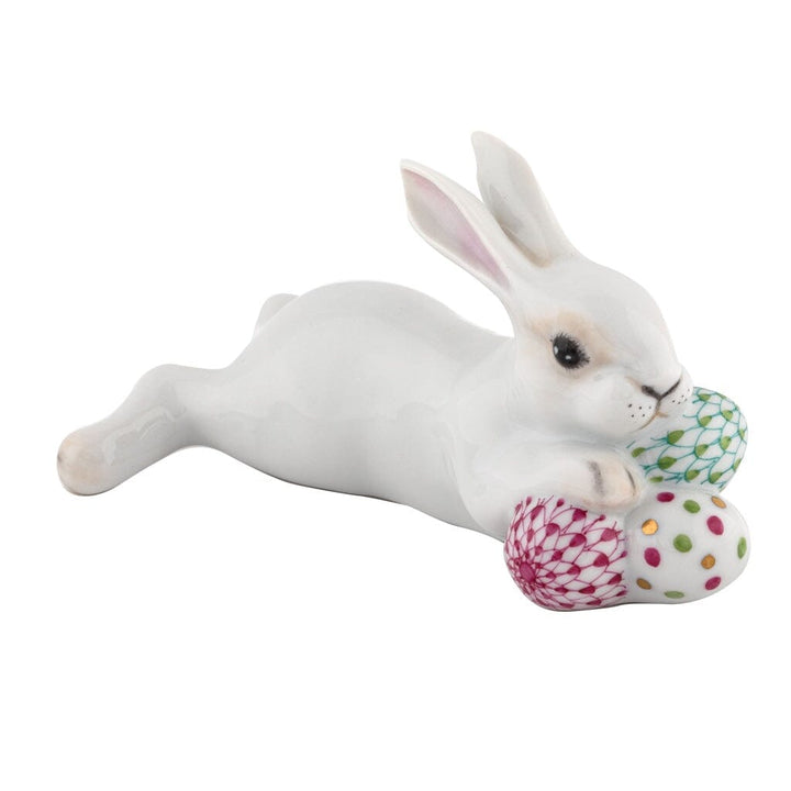 Herend Lying Bunny With Eggs Figurine Figurines Herend 