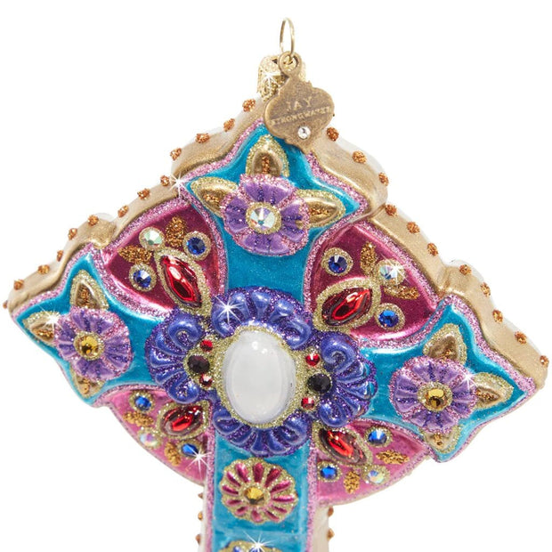 Jay Strongwater 2023 Cross Glass Ornament Christmas Ornaments Jay Strongwater 